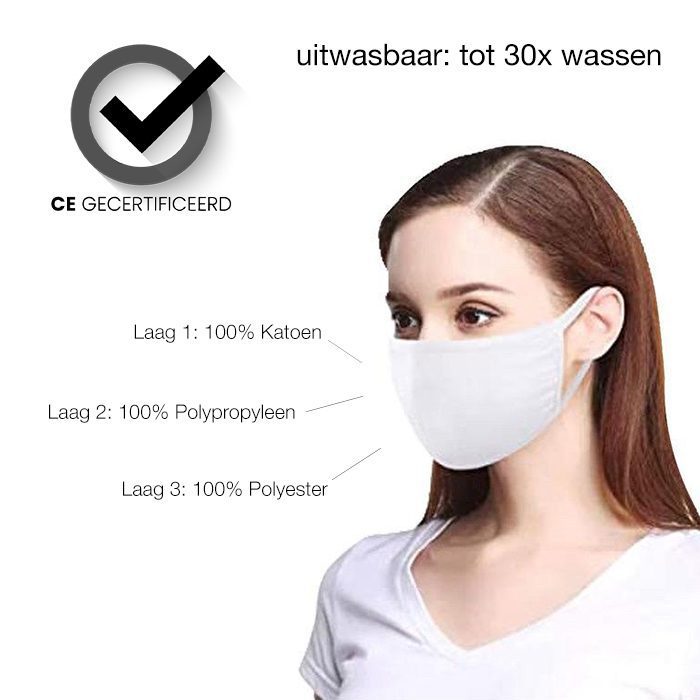 Mondmasker stof 3-laags (herbruikbaar)